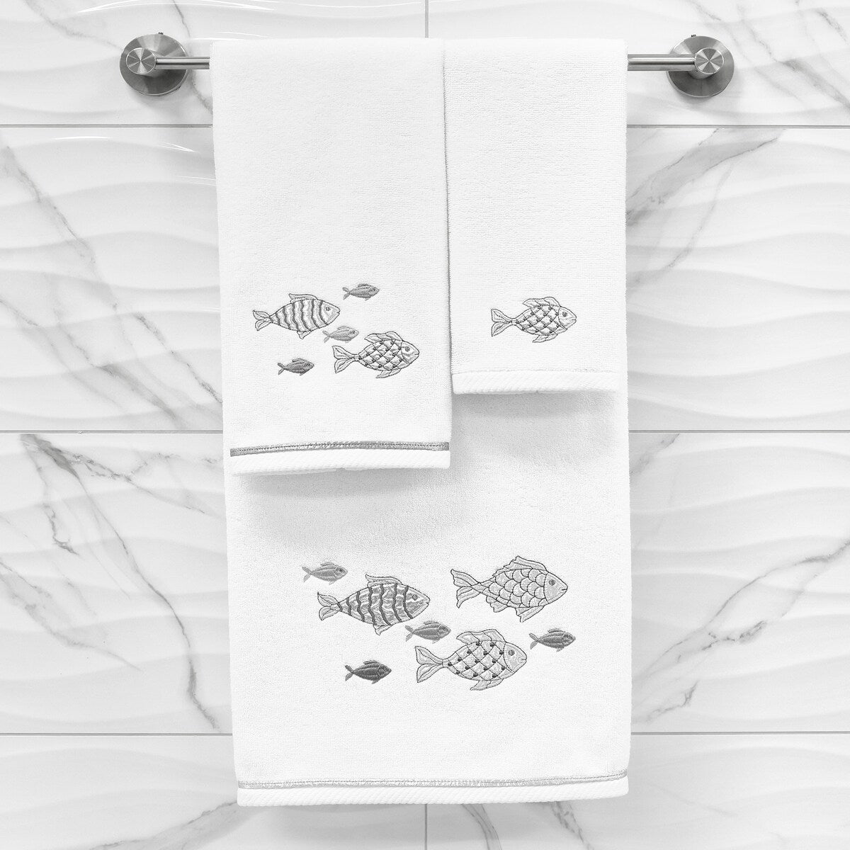 Authentic Hotel and Spa Turkish Cotton Figi 2PC Embellished Bath Towel Set