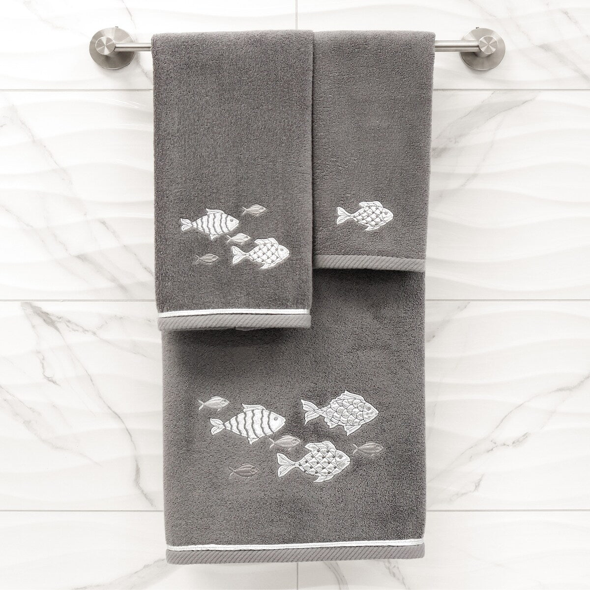 Authentic Hotel and Spa Turkish Cotton Figi 2PC Embellished Bath Towel Set