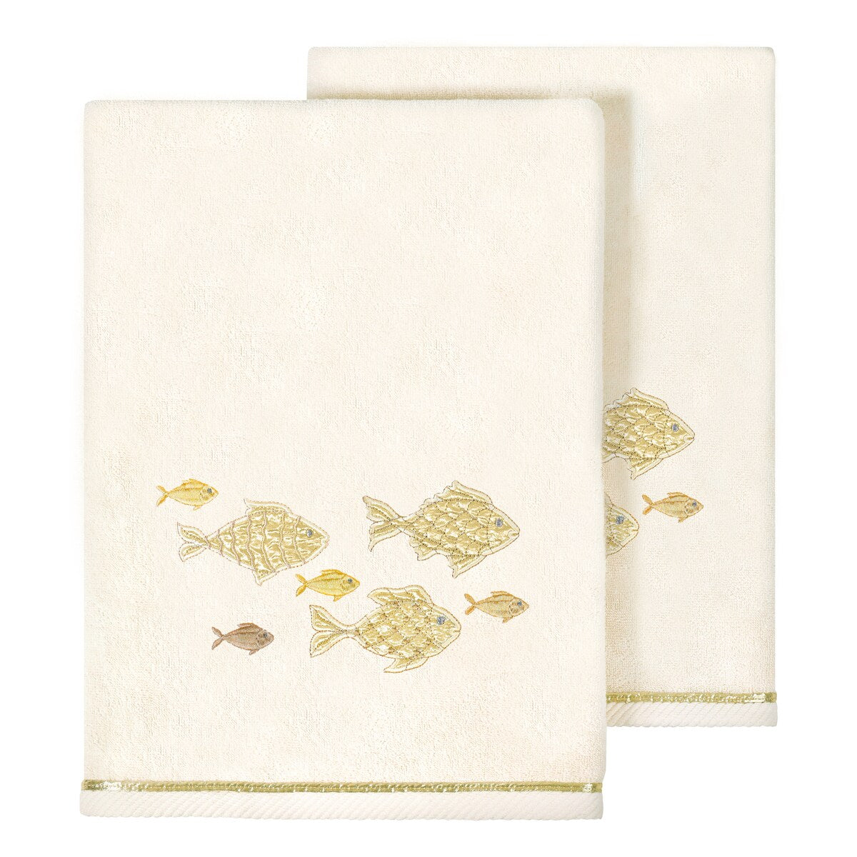 Authentic Hotel and Spa Turkish Cotton Figi 2PC Embellished Bath Towel Set