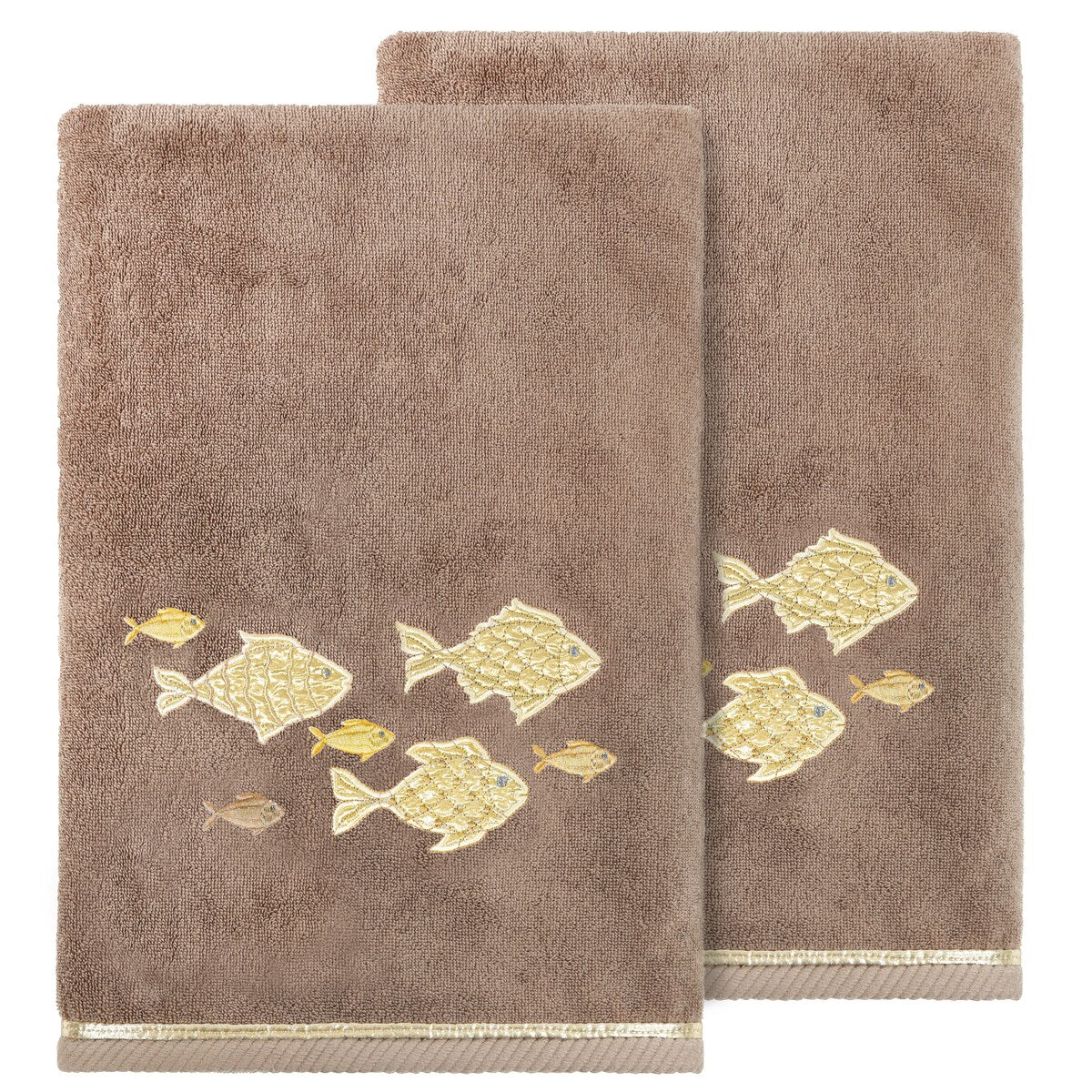 Authentic Hotel and Spa Turkish Cotton Figi 2PC Embellished Bath Towel Set