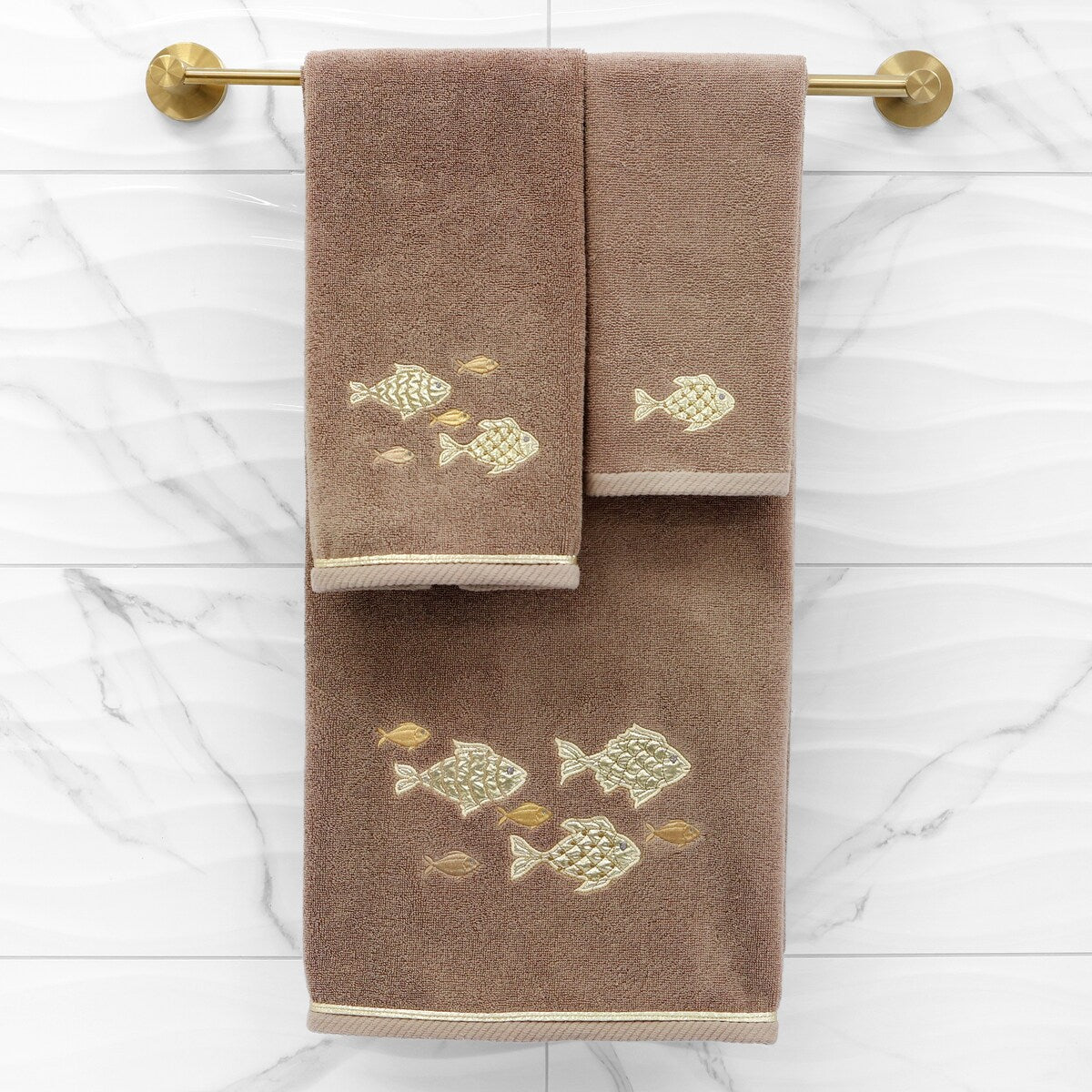 Authentic Hotel and Spa Turkish Cotton Figi 2PC Embellished Bath Towel Set