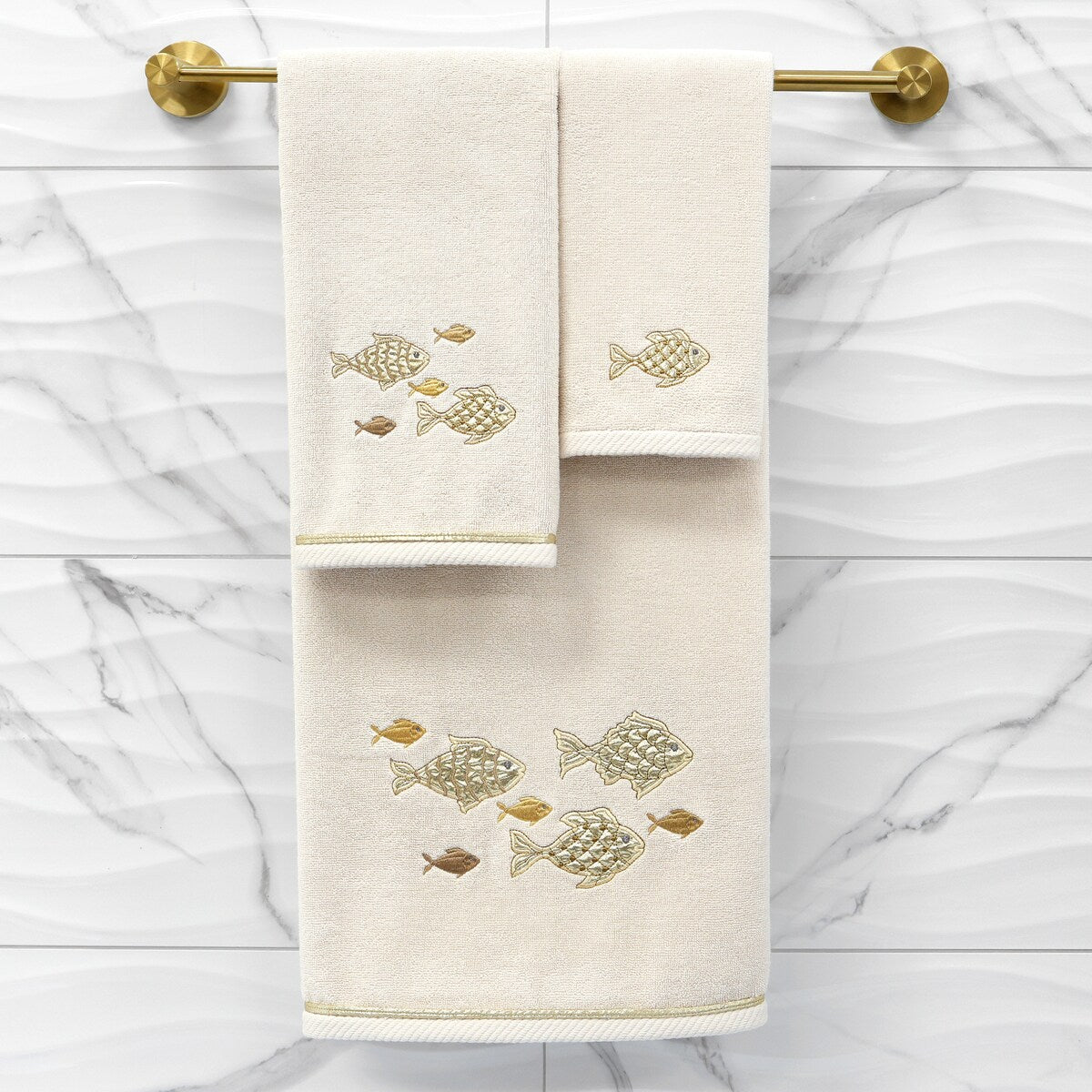 Authentic Hotel and Spa Turkish Cotton Figi 2PC Embellished Bath Towel Set