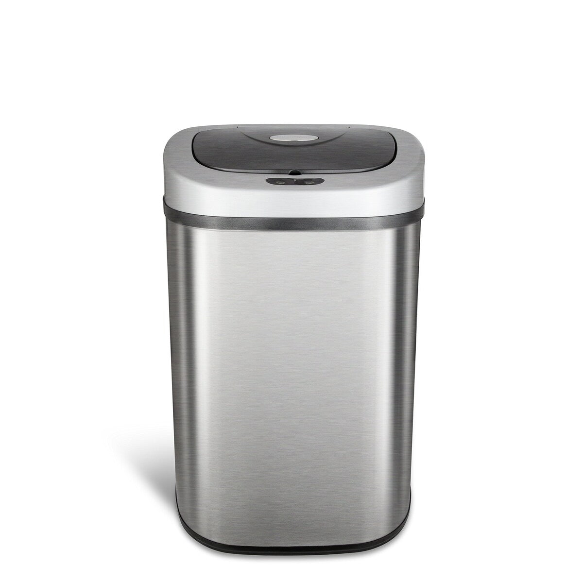 Automatic Touchless Infrared Motion Sensor Trash Can with Stainless Steel Base & Oval, Silver/Black Lid, 21 Gal