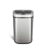 Automatic Touchless Infrared Motion Sensor Trash Can with Stainless Steel Base & Oval, Silver/Black Lid, 21 Gal