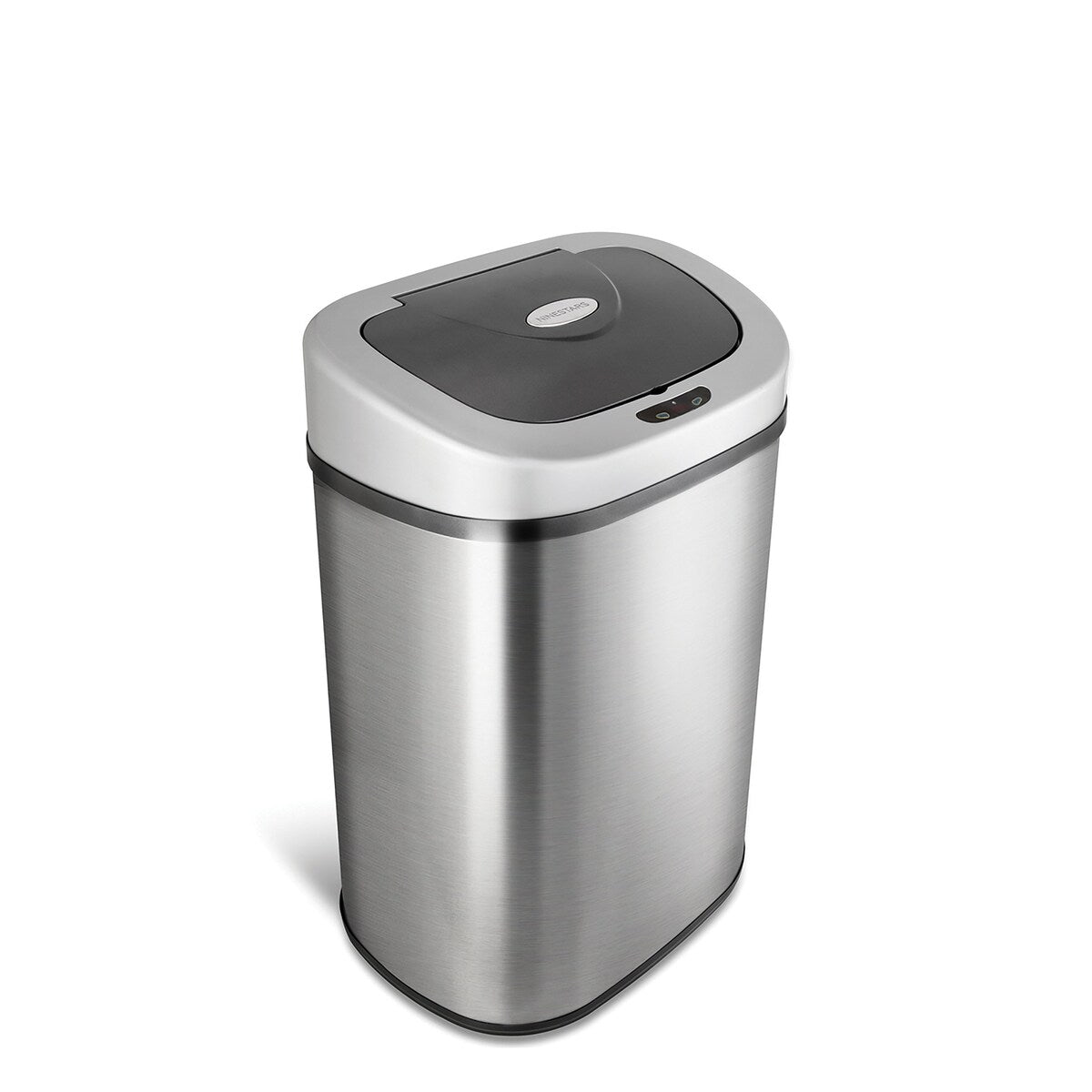 Automatic Touchless Infrared Motion Sensor Trash Can with Stainless Steel Base & Oval, Silver/Black Lid, 21 Gal
