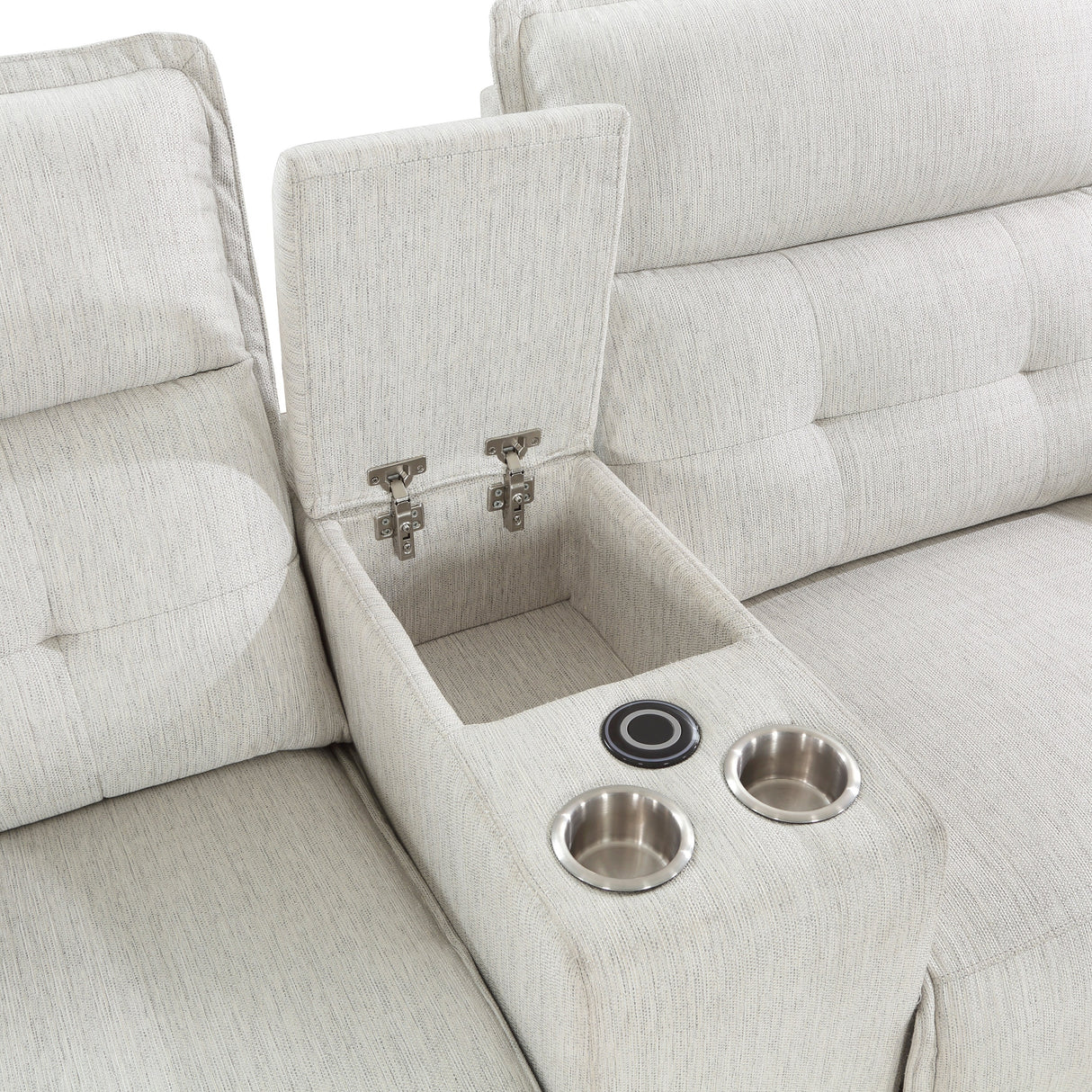 Autrey Fabric Power Double Reclining Loveseat with Center Console