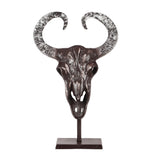 Autrey Indoor Aluminum Handcrafted Bull Skull Wall Decor with Stand by Christopher Knight Home