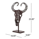 Autrey Indoor Aluminum Handcrafted Bull Skull Wall Decor with Stand by Christopher Knight Home