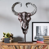 Autrey Indoor Aluminum Handcrafted Bull Skull Wall Decor with Stand by Christopher Knight Home