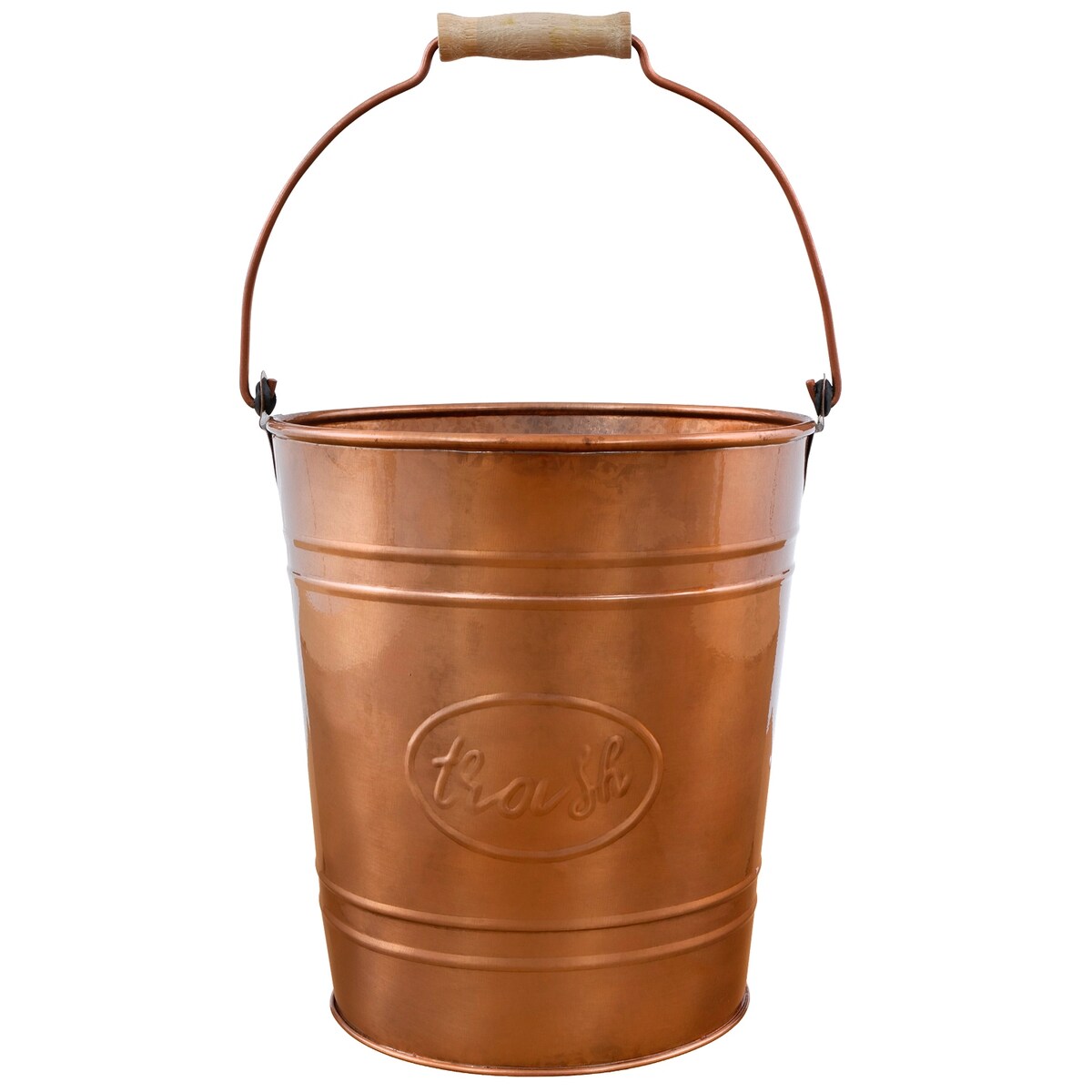 Autumn Alley Farmhouse Bathroom Trash Can Rustic Galvanized Trash Can Bucket with Wooden Handle for Rustic Bathroom 7 Liters