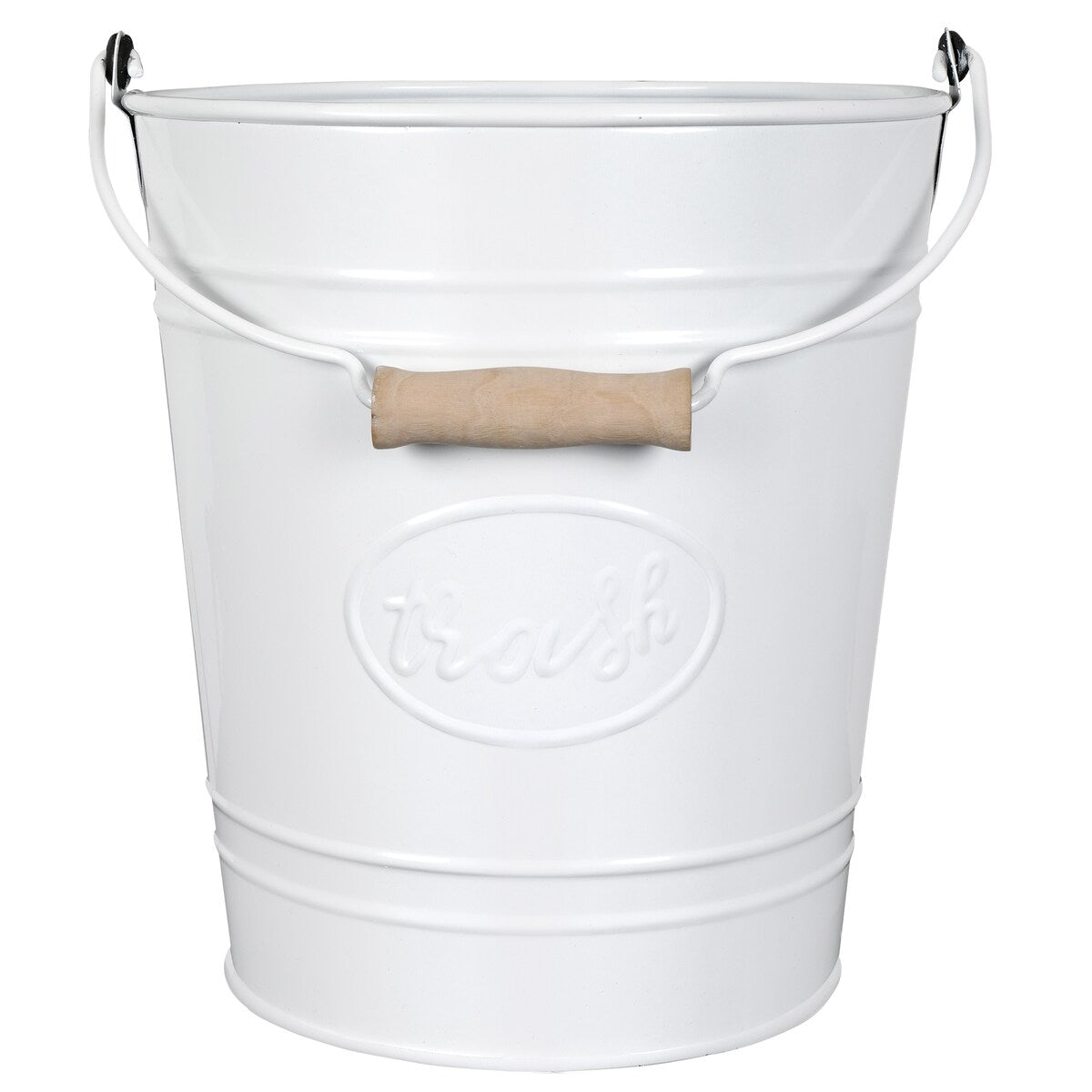 Autumn Alley Farmhouse Bathroom Trash Can Rustic Galvanized Trash Can Bucket with Wooden Handle for Rustic Bathroom 7 Liters
