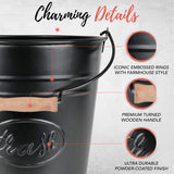 Autumn Alley Farmhouse Bathroom Trash Can Rustic Galvanized Trash Can Bucket with Wooden Handle for Rustic Bathroom 7 Liters
