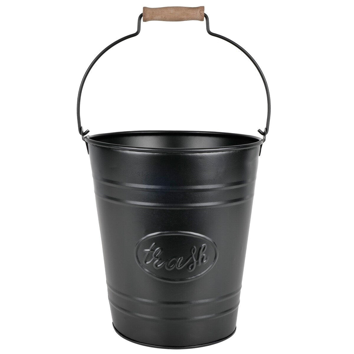 Autumn Alley Farmhouse Bathroom Trash Can Rustic Galvanized Trash Can Bucket with Wooden Handle for Rustic Bathroom 7 Liters