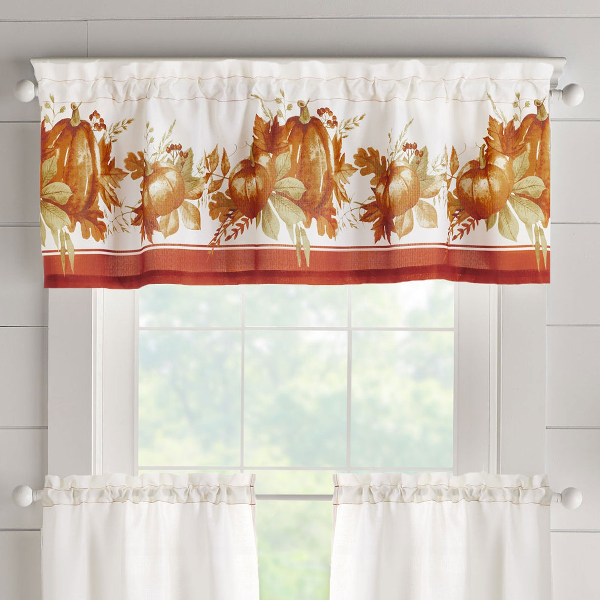 Autumn Pumpkin Grove Fall Kitchen Curtain Valance and Tier Set - 60x36