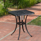Ava Outdoor Cast Aluminum Bistro Table with Ice Bucket by Christopher Knight Home - 21.00" D x 21.00" W x 25.00" H