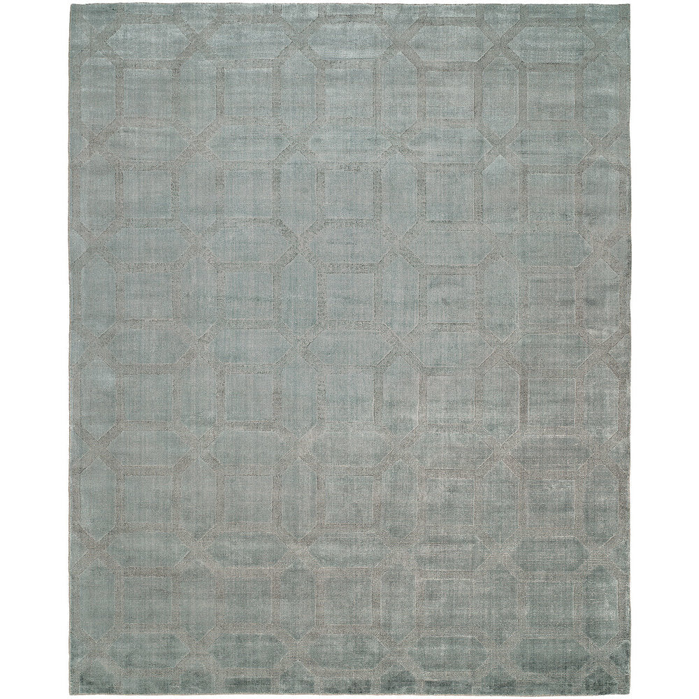 Crystal Blue and Grey Handmade Area Rug