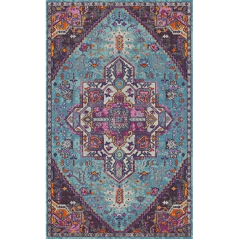 Avalon Rugs Medallion Bohemian Gypsy Collection Area Rug 8'x10' Aqua
