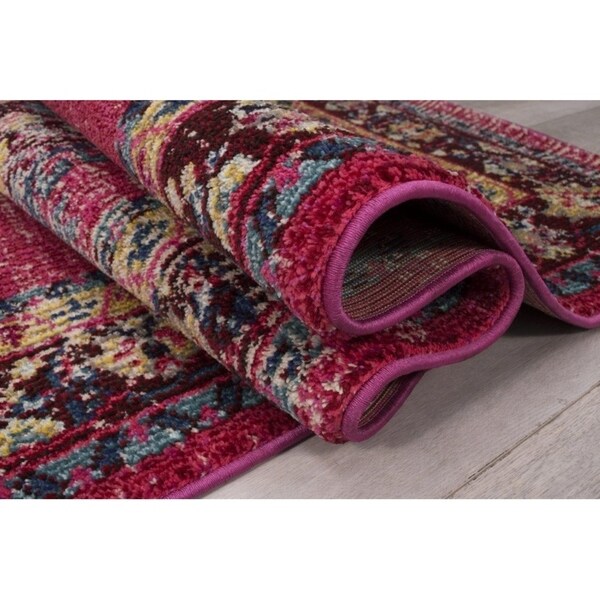 Avalon Rugs Vibrant Vintage Bohemian Gypsy Collection Area Rug 8'x10' Cherry / Red