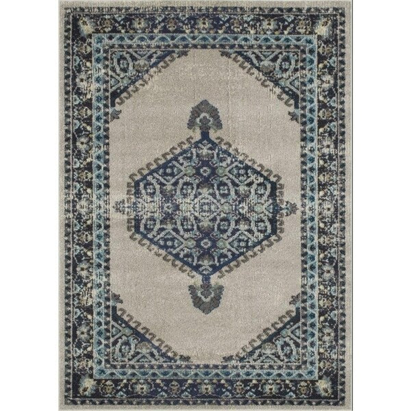 Avalon Rugs Creamy Vintage Bohemian Gypsy Collection Area Rug Runner 2'x7' Bone / Blue