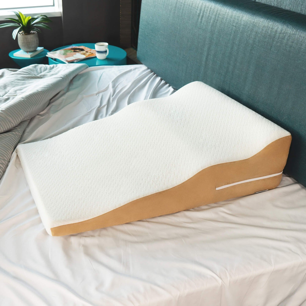 Avana Contoured Bed Wedge Memory Foam Support Pillow with Cooling Tencel Cover for Side Sleepers
