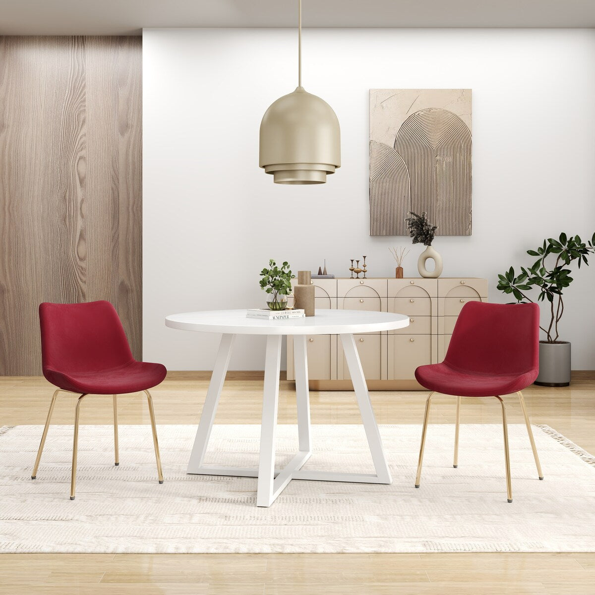 Avant 3-Piece Round Dining Set,Trestle Dining Table with 2 Side Chairs for Breakfast Nook, Kitchen, Living Room