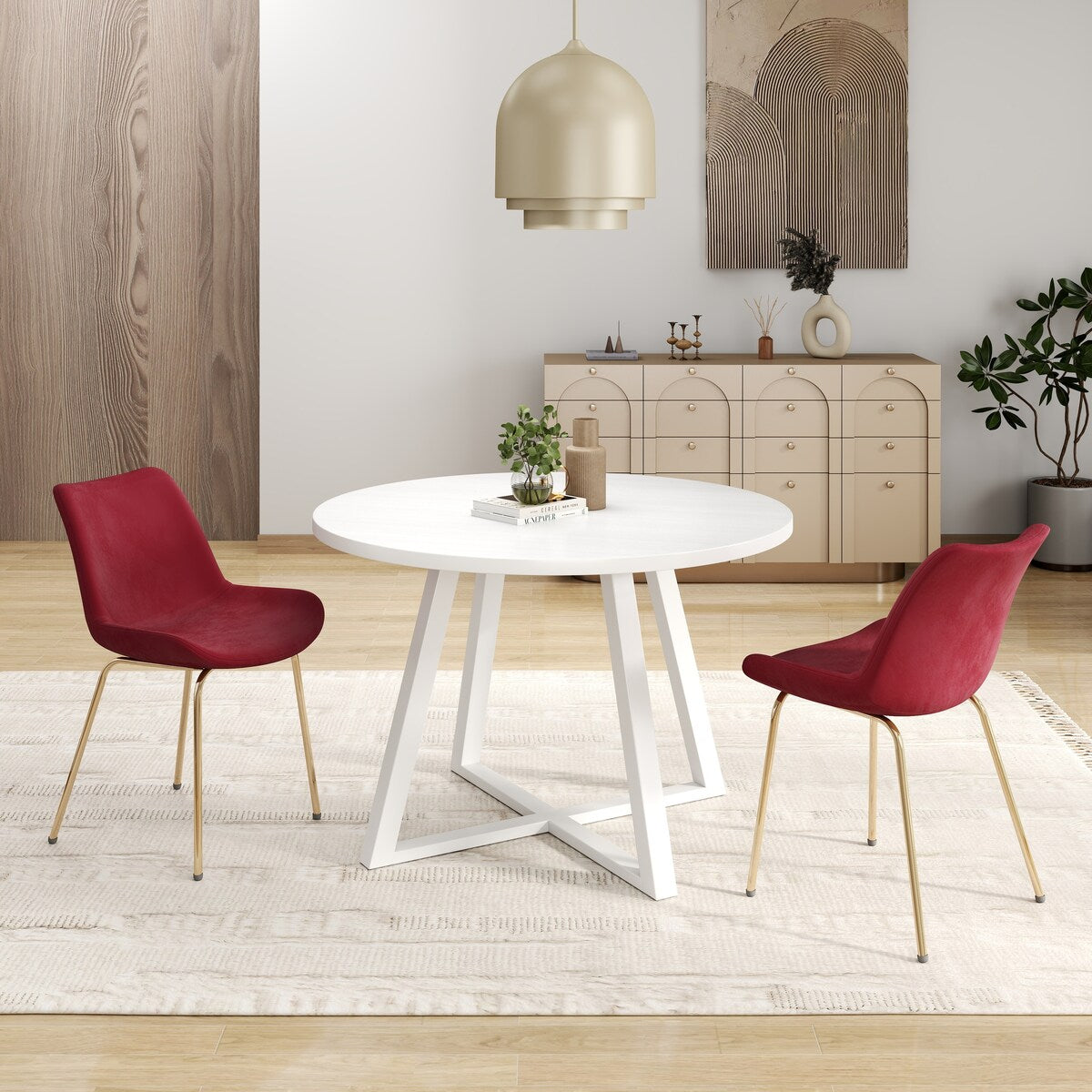 Avant 3-Piece Round Dining Set,Trestle Dining Table with 2 Side Chairs for Breakfast Nook, Kitchen, Living Room
