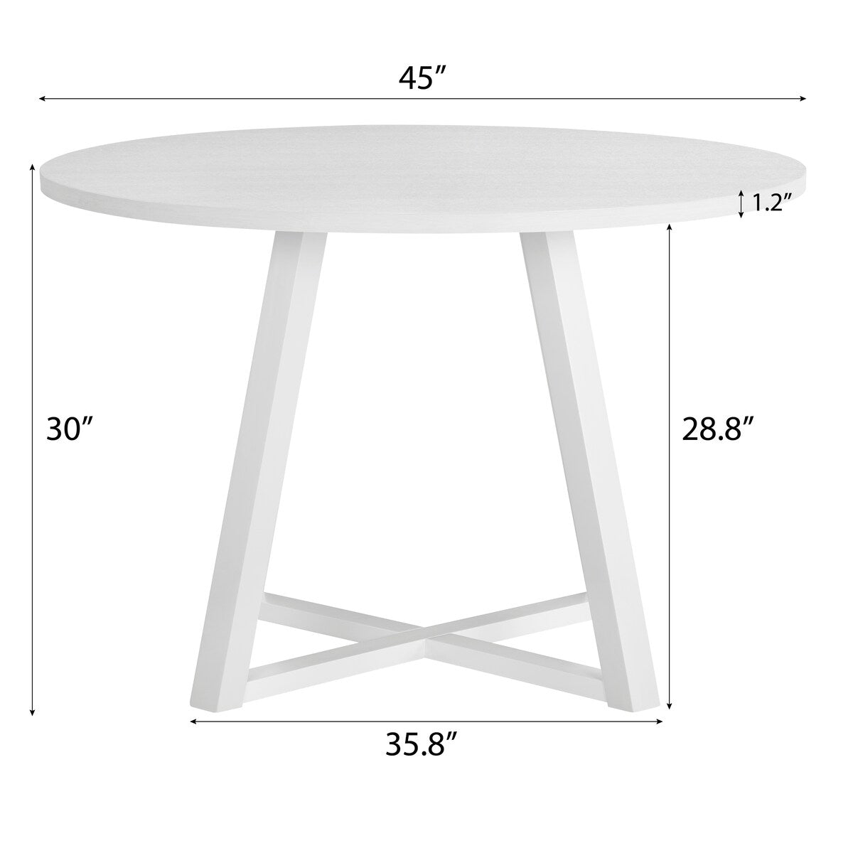 Avant 3-Piece Round Dining Set,Trestle Dining Table with 2 Side Chairs for Breakfast Nook, Kitchen, Living Room