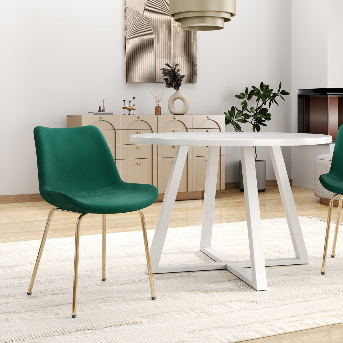Avant 3-Piece Round Dining Set,Trestle Dining Table with 2 Side Chairs for Breakfast Nook, Kitchen, Living Room