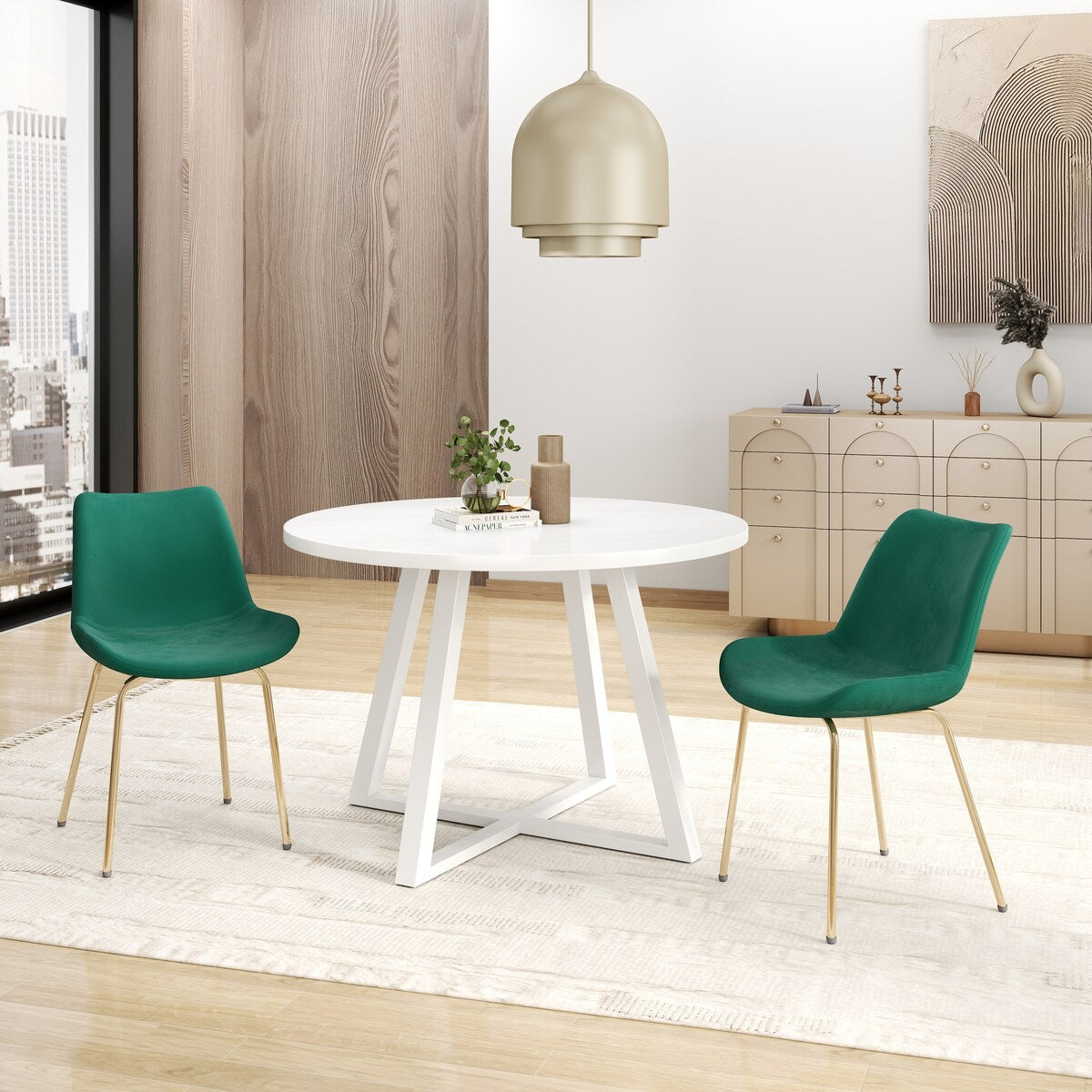 Avant 3-Piece Round Dining Set,Trestle Dining Table with 2 Side Chairs for Breakfast Nook, Kitchen, Living Room