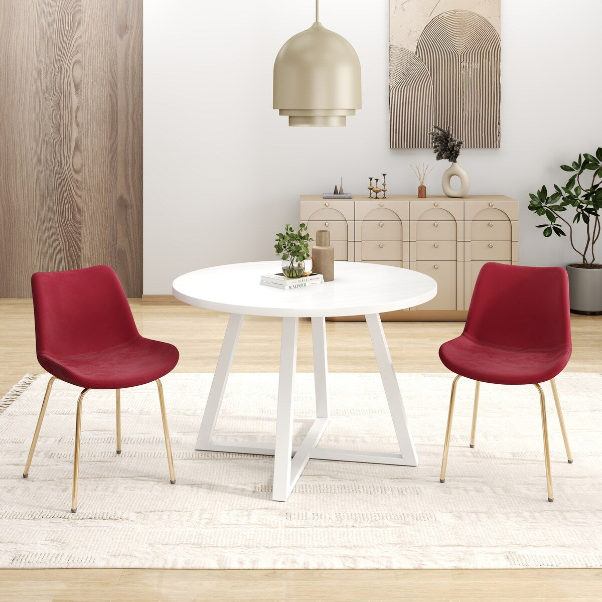 Avant 3-Piece Round Dining Set,Trestle Dining Table with 2 Side Chairs for Breakfast Nook, Kitchen, Living Room