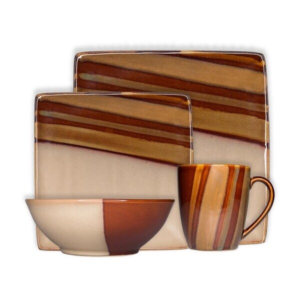 Sango Avanti Brown 16 Piece Dinnerware Set, Service for 4