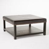 Avary Contemporary Upholstered Birch Wood Ottoman with Shelf by Christopher Knight Home - 34.25"L x 35.25"W x 18.25"H