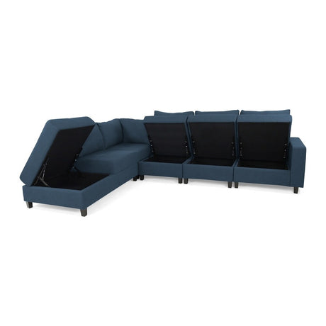 Avellino 5-Seater Hidden Storage Compartments Fabric Chaise Sectional Sofa Set by Christopher Knight Home