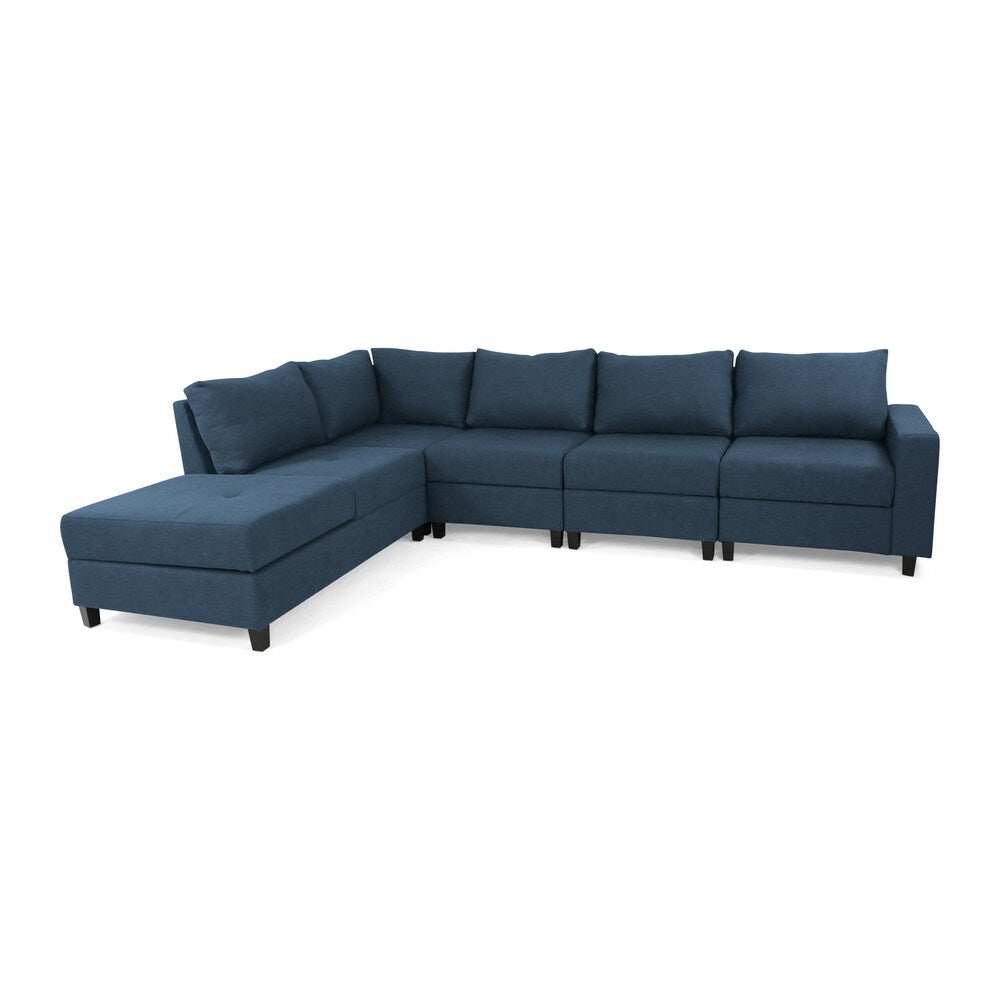 Avellino 5-Seater Hidden Storage Compartments Fabric Chaise Sectional Sofa Set by Christopher Knight Home