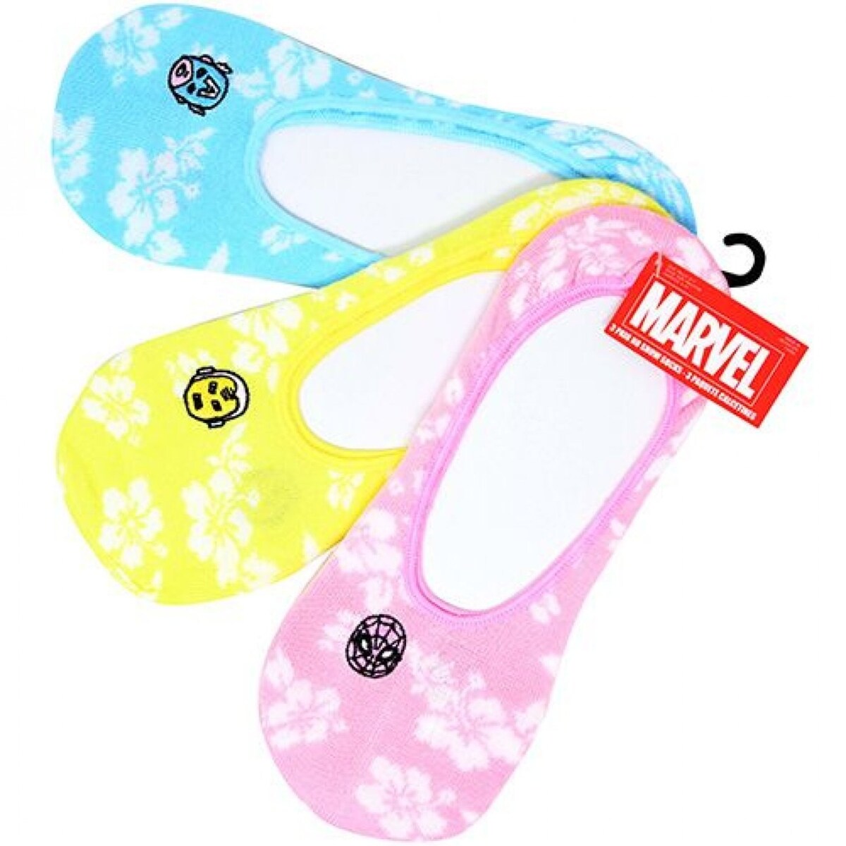 Avengers Comic Retro Floral Womens 3Pack Ankle Socks