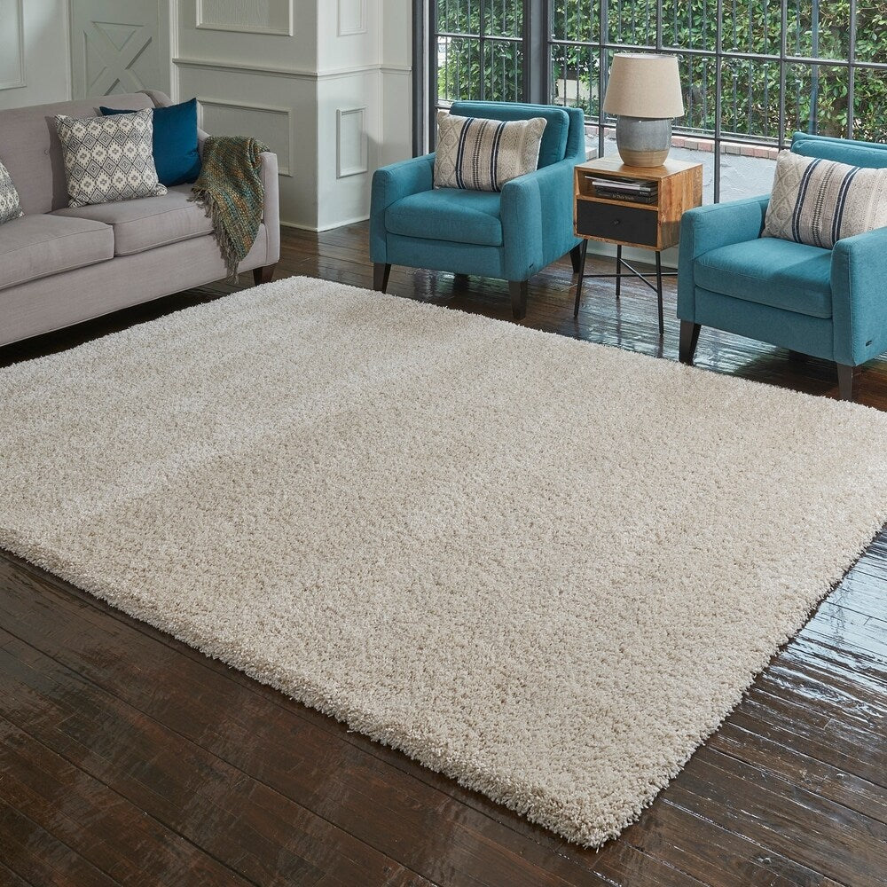 Gertmenian Campo Delux Modern Solid Plush Ivory Shag Area Rug