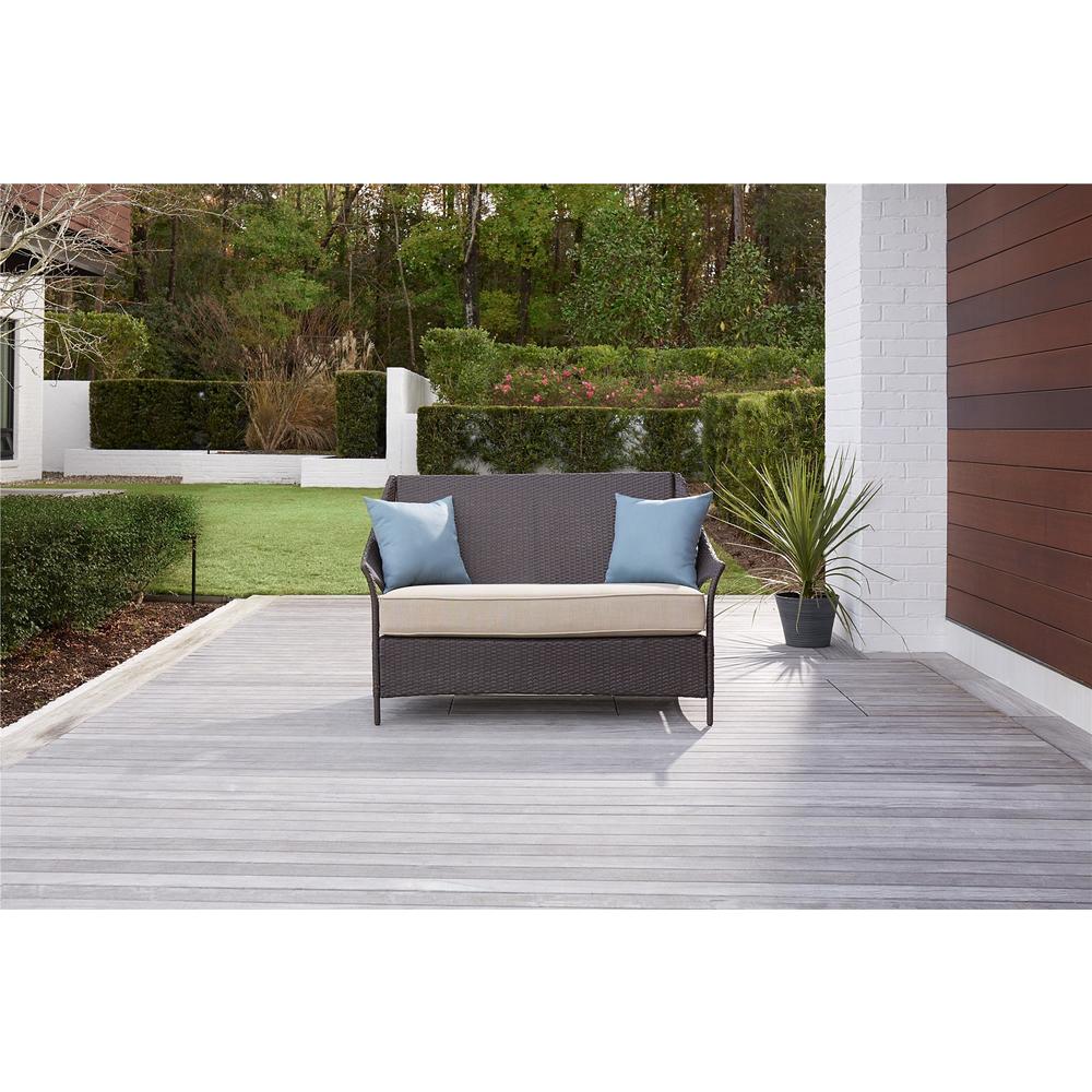 Avenue Greene Dark Brown Outdoor Loveseat and Coffee Table