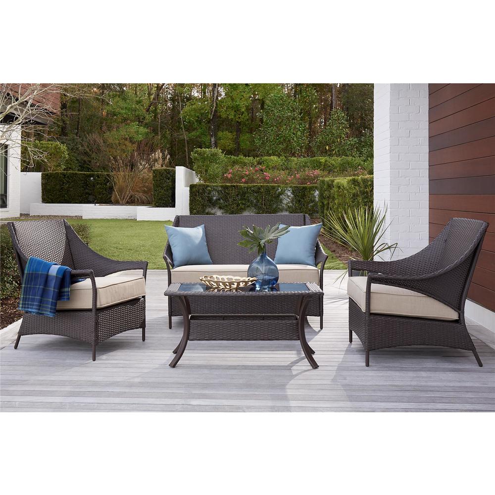 Avenue Greene Dark Brown Outdoor Loveseat and Coffee Table