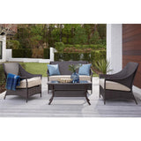 Avenue Greene Dark Brown Outdoor Loveseat and Coffee Table
