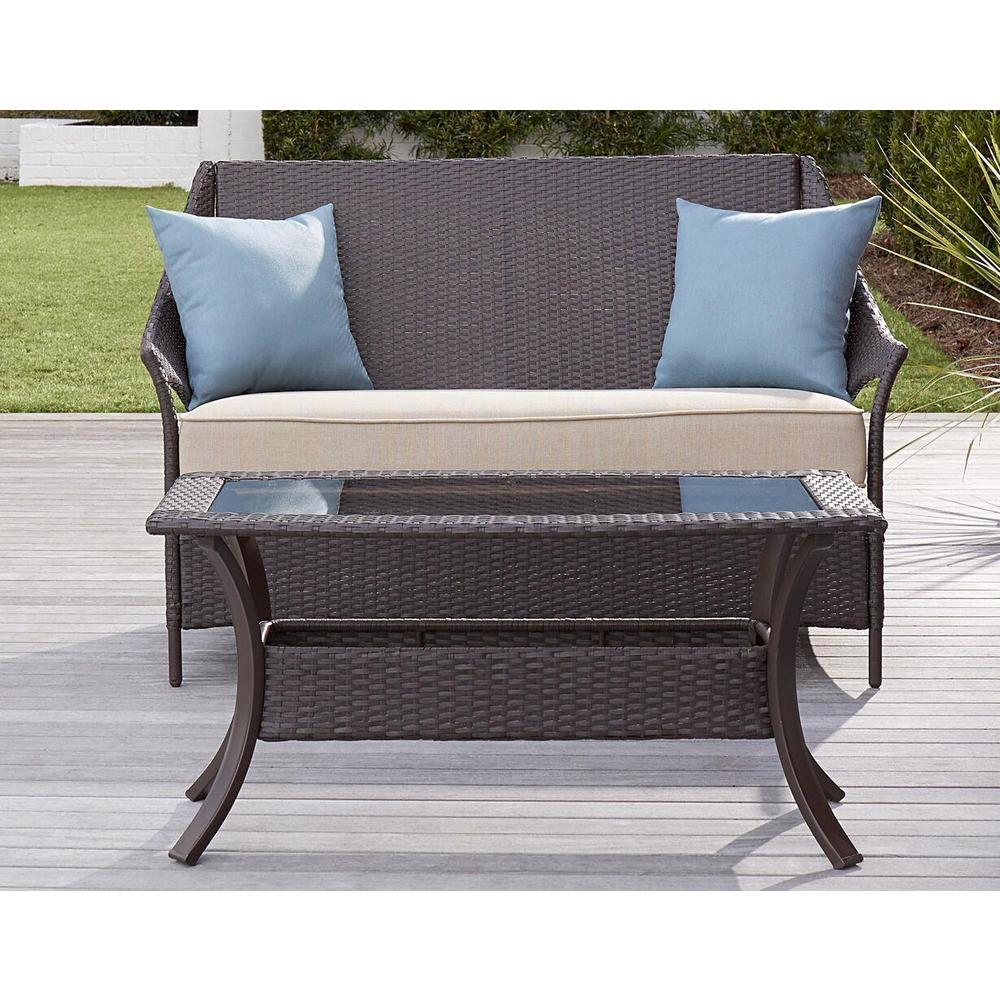 Avenue Greene Dark Brown Outdoor Loveseat and Coffee Table