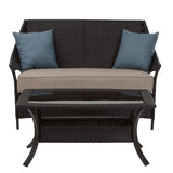 Avenue Greene Dark Brown Outdoor Loveseat and Coffee Table