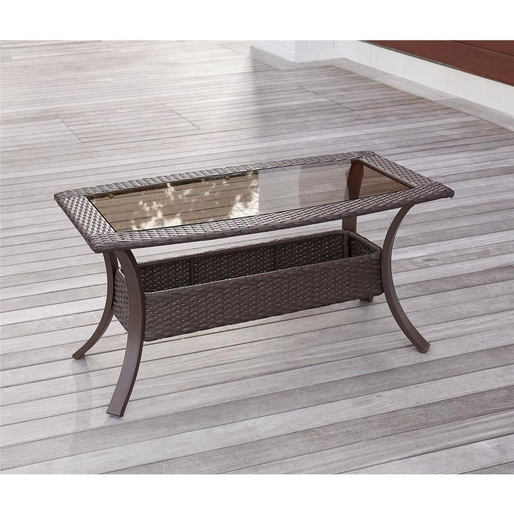Avenue Greene Dark Brown Outdoor Loveseat and Coffee Table