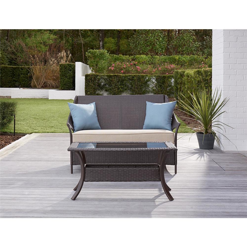 Avenue Greene Dark Brown Outdoor Loveseat and Coffee Table