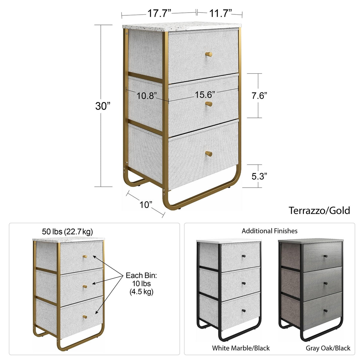 Avenue Greene Kiley 3 Fabric Bin Storage Organizer