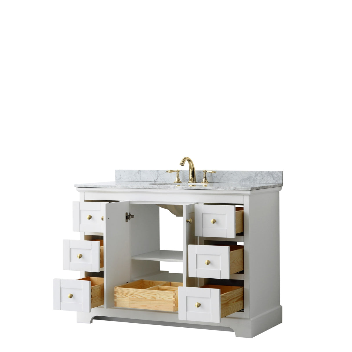 Avery 48-inch Single Vanity, Marble Top, Oval Sink, No Mirror