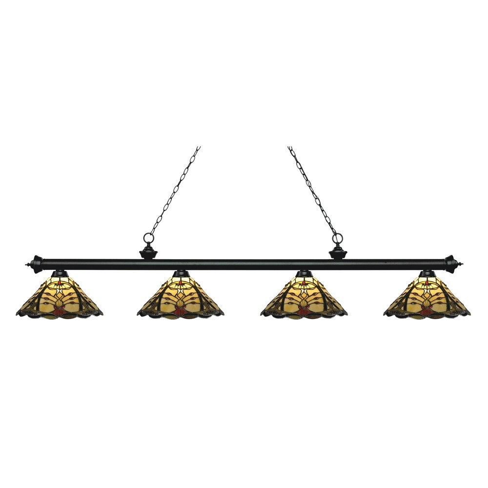 Avery Home Lighting Riviera Matte Black 4-lights Matte Black Tiffany-style Finished Island/ Billiard Light