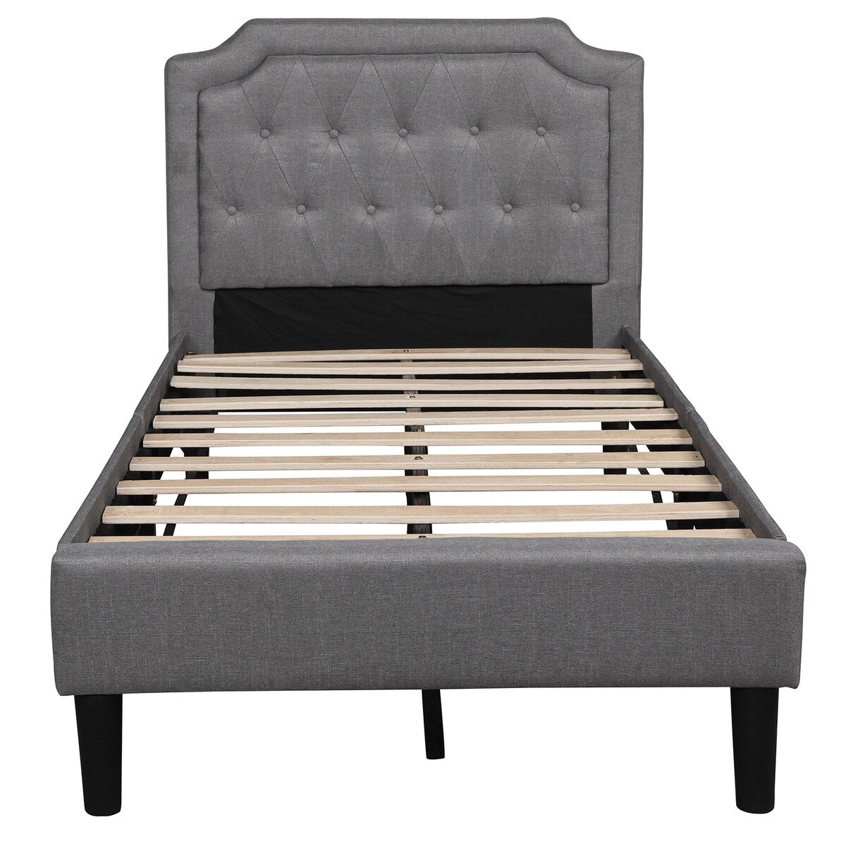 Avery Twin Size Upholstered Scalloped Linen Platform Bed