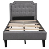 Avery Twin Size Upholstered Scalloped Linen Platform Bed