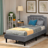 Avery Twin Size Upholstered Scalloped Linen Platform Bed