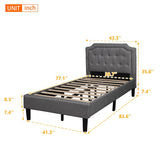 Avery Twin Size Upholstered Scalloped Linen Platform Bed